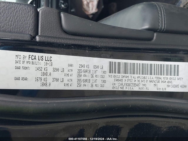 1C4RJFBG6KC595407 Jeep Grand Cherokee Limited 4x4