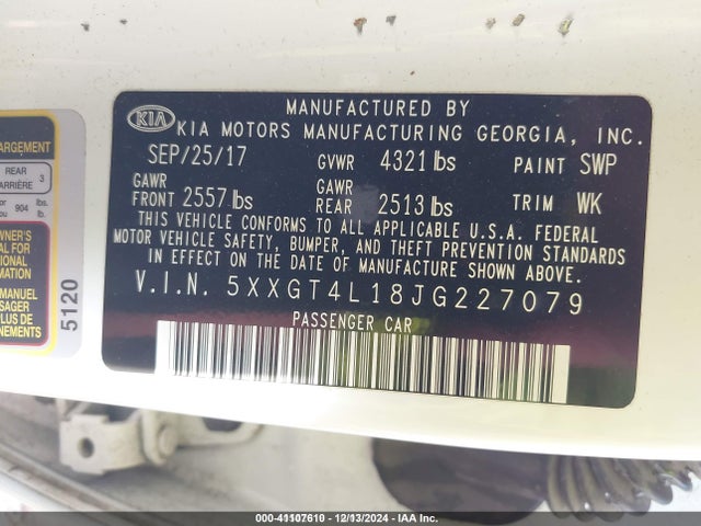 5XXGT4L18JG227079 KIA t-gdi