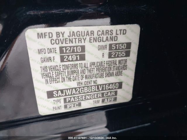 2011 JAGUAR XJ SAJWA2GB8BLV16460 Photo 8