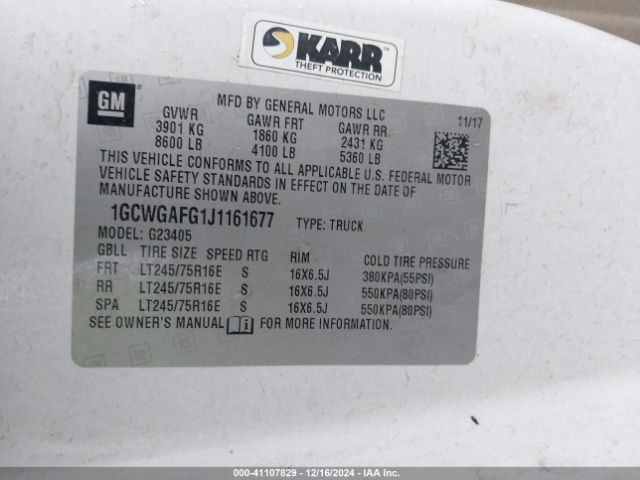 1GCWGAFG1J1161677 Chevrolet Express 2500 Work Van