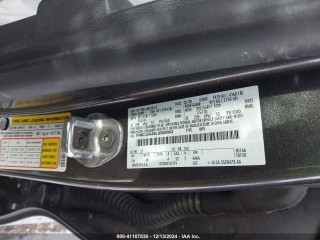 Ford ESCAPE SE 2020 1FMCU0G69LUB00862 Image 9