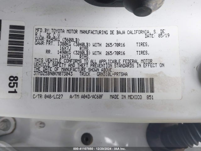 3TMDZ5BN0KM073043 Toyota Tacoma