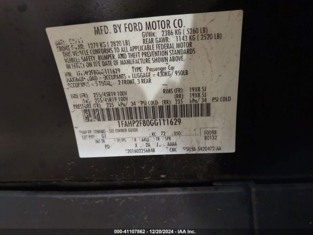1FAHP2F80GG111629 Ford Taurus Limited