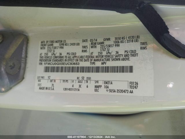 1FMCU0GX5EUC93653 Ford ESCAPE SE