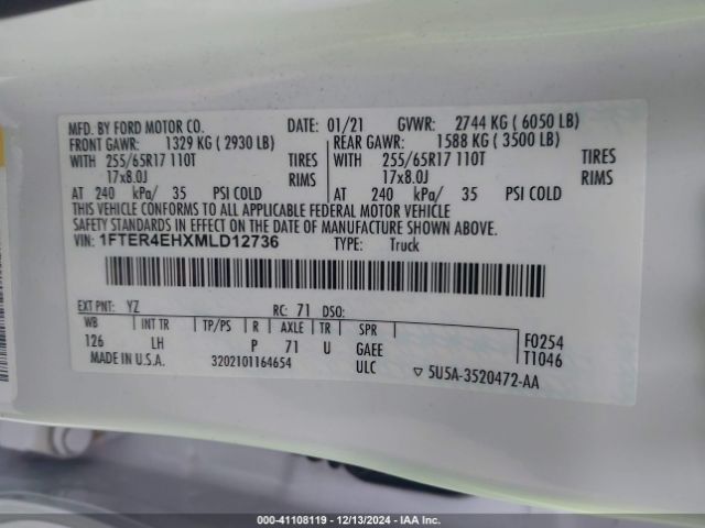 1FTER4EHXMLD12736 Ford Ranger Xlt