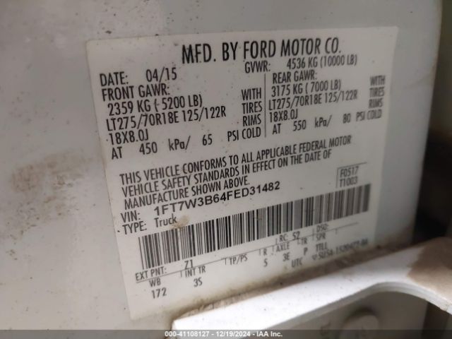 1FT7W3B64FED31482 Ford F-350 Xlt