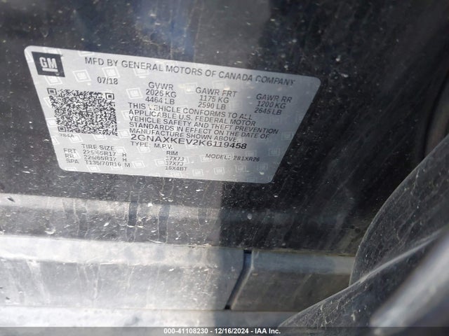 Chevrolet EQUINOX LT 2019 2GNAXKEV2K6119458 Image 9