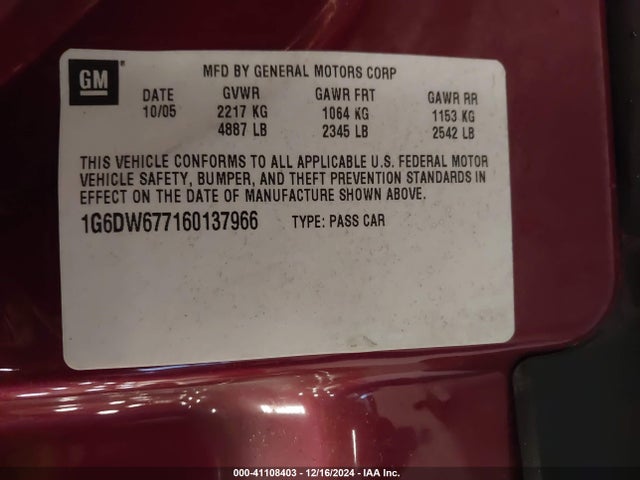 2006 CADILLAC STS 1G6DW677160137966 Photo 8