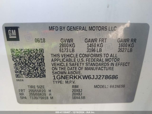 1GNERKKW6JJ278686 Chevrolet Traverse Premier