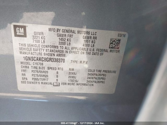 1GNSCAKC8GR338370 Chevrolet Tahoe Ls