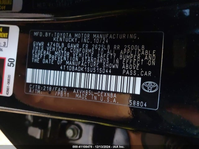 Toyota CAMRY LE 2025 4T1DBADK1SU515044 Image 9