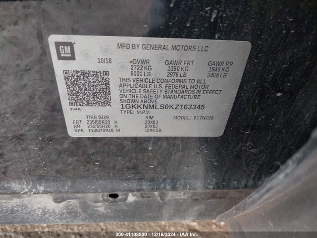 1GKKNMLS0KZ163345 GMC Acadia Slt-1