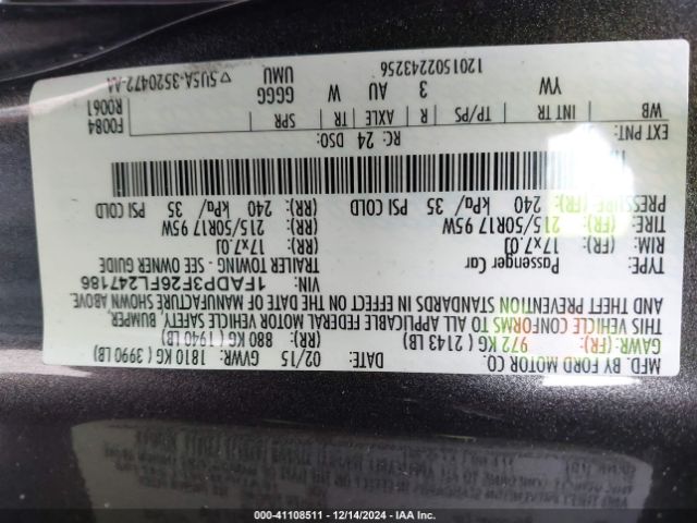 1FADP3F26FL247186 Ford FOCUS SE