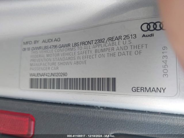 WAUENAF42JN020260 Audi A4 2.0t Premium/2.0t Tech Premium