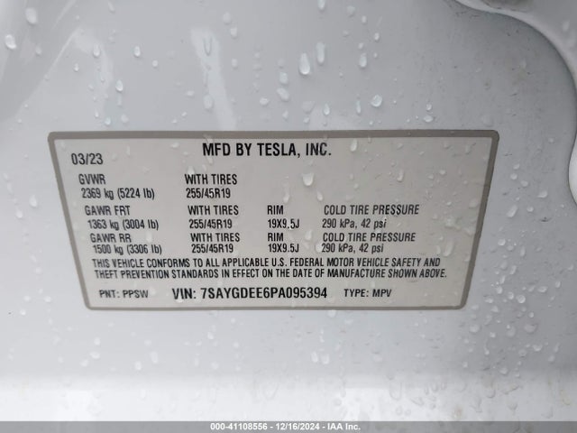 2023 TESLA MODEL Y 7SAYGDEE6PA095394 Photo 8