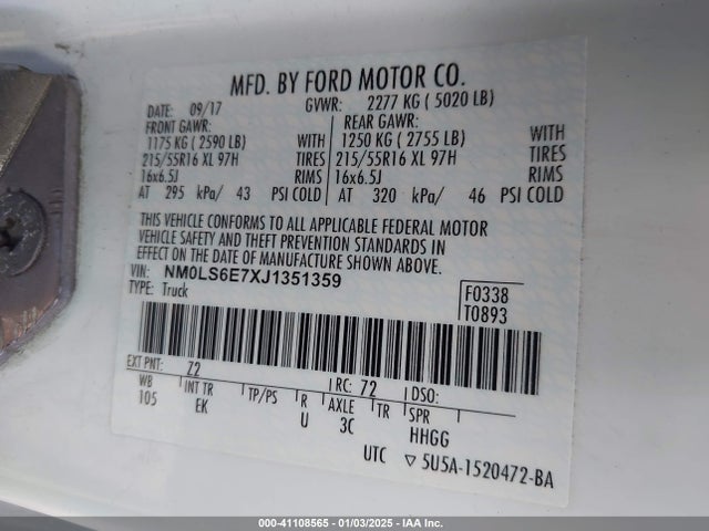 NM0LS6E7XJ1351359 Ford Transit Connect Xl