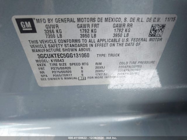 3GCUKTEC5GG131060 Chevrolet Silverado 1500 High Country