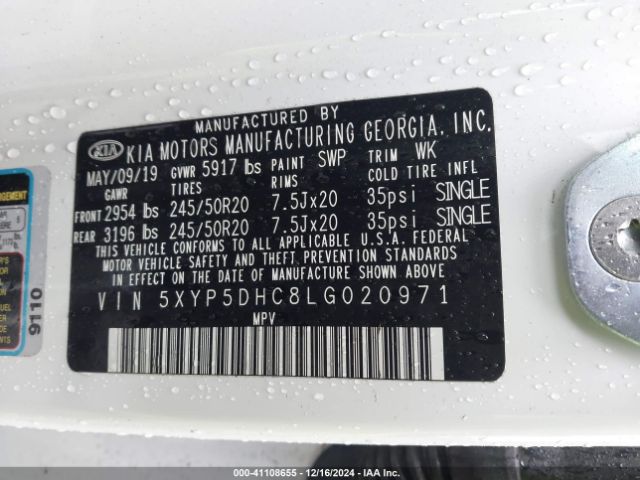 5XYP5DHC8LG020971 KIA Telluride Sx