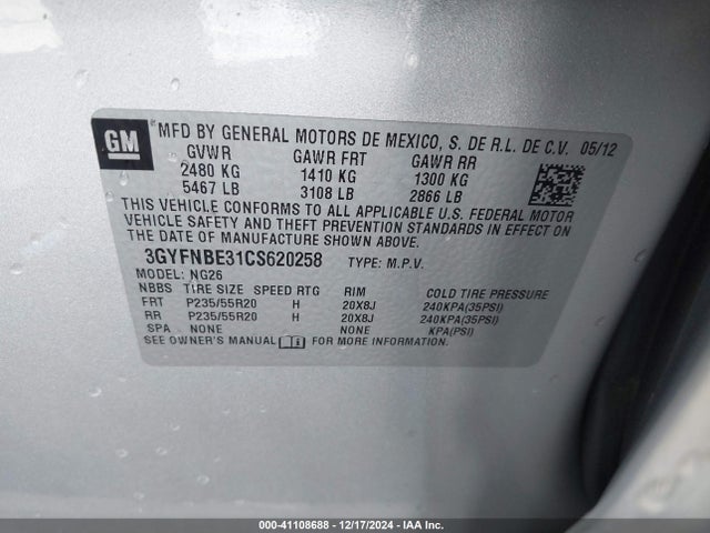 2012 CADILLAC SRX 3GYFNBE31CS620258 Photo 8