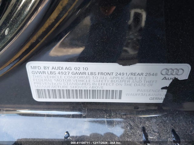 2010 AUDI A4 WAUFFAFL8AN052025 Photo 8