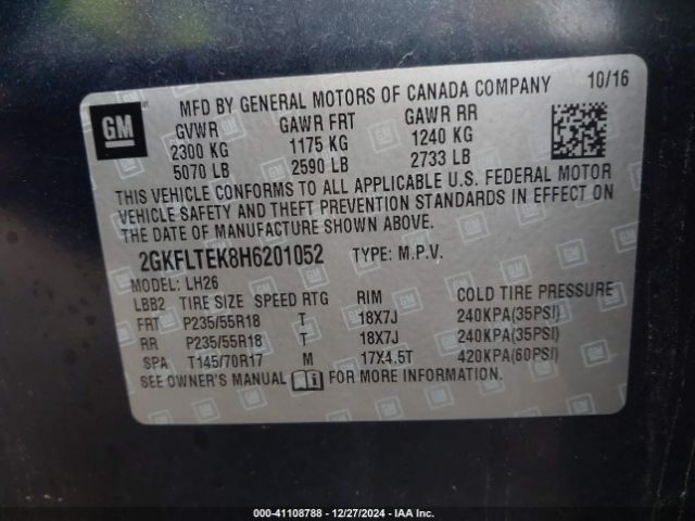 2GKFLTEK8H6201052 GMC Terrain Sle-2