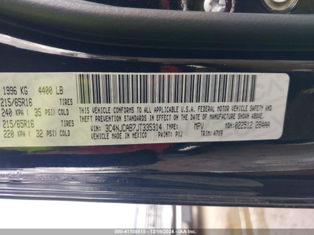 3C4NJCAB7JT335314 Jeep Compass Sport Fwd