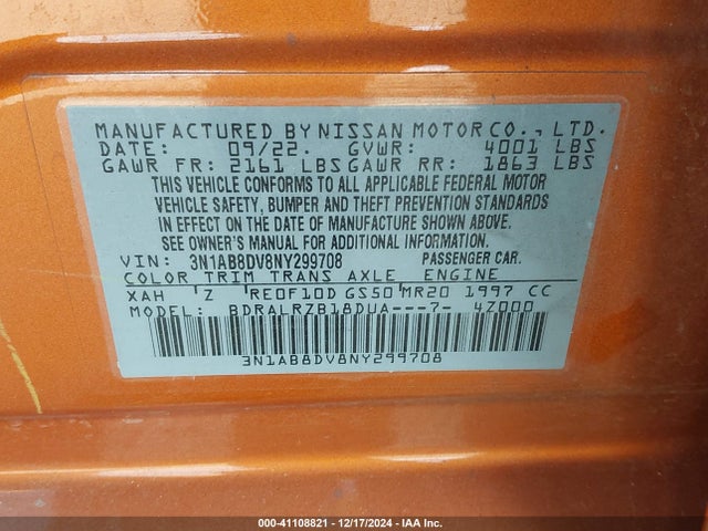 Nissan Sentra Sr Xtronic Cvt 2022 3N1AB8DV8NY299708 Image 9