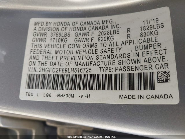 Honda Civic Sport 2020 2HGFC2F89LH516725 Image 9