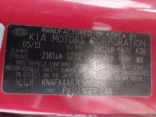 KNAFX4A87E5084651 KIA FORTE EX