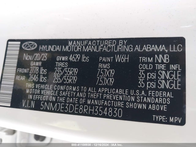 Hyundai Tucson Limited 2024 5NMJE3DE8RH354830 Image 9