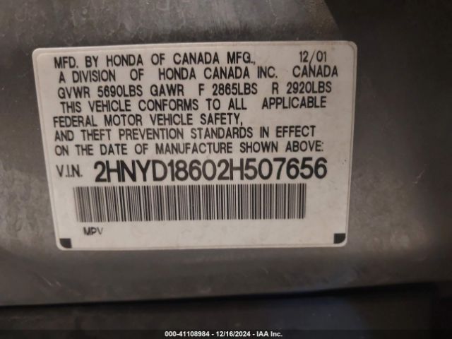 2002 ACURA MDX 2HNYD18602H507656 Photo 8