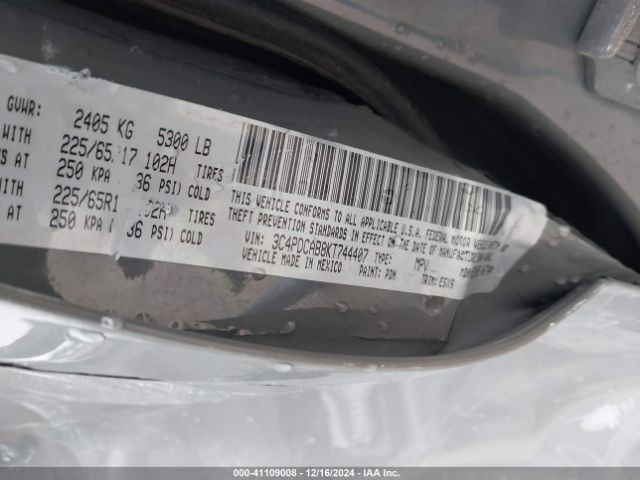 3C4PDCAB8KT744407 Dodge Journey Se Value Package