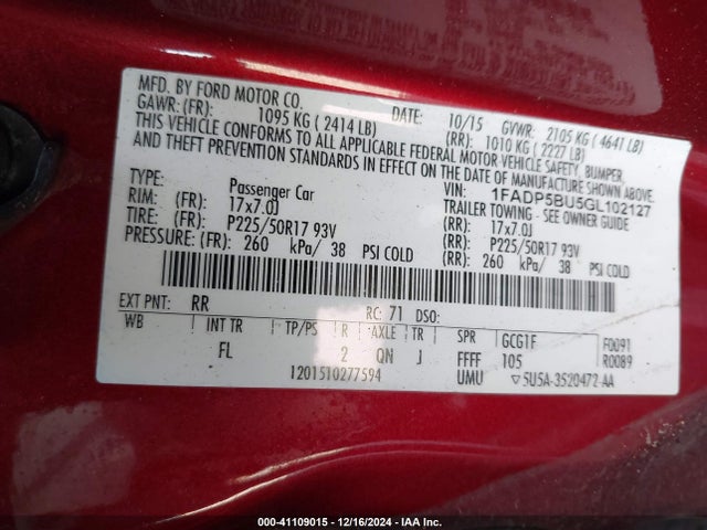 1FADP5BU5GL102127 Ford C-max Hybrid Sel
