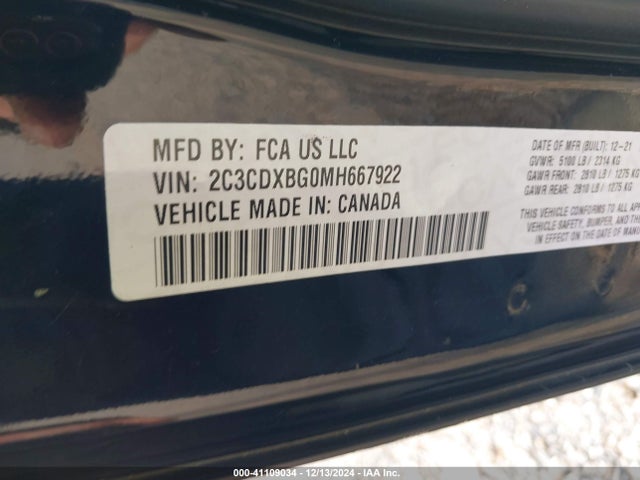 Dodge Charger Sxt Rwd 2021 2C3CDXBG0MH667922 Image 9