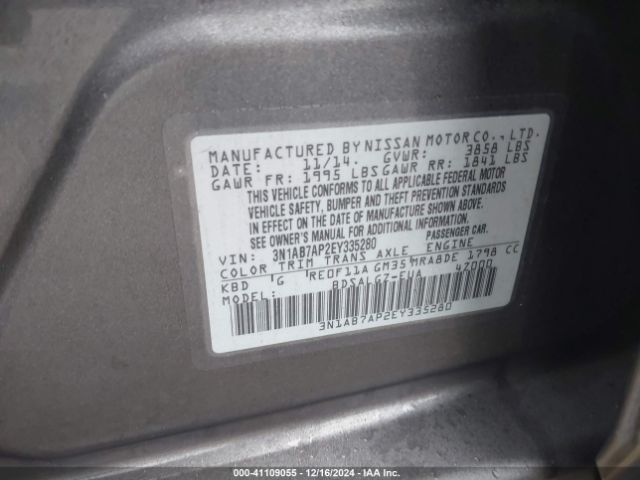 3N1AB7AP2EY335280 Nissan SENTRA SL