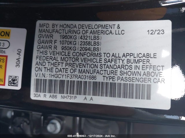 Honda ACCORD EX 2024 1HGCY1F37RA031686 Image 9