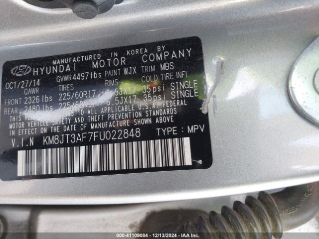 KM8JT3AF7FU022848 Hyundai TUCSON GLS