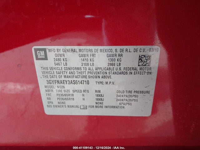 2010 CADILLAC SRX 3GYFNAEY3AS614710 Photo 8