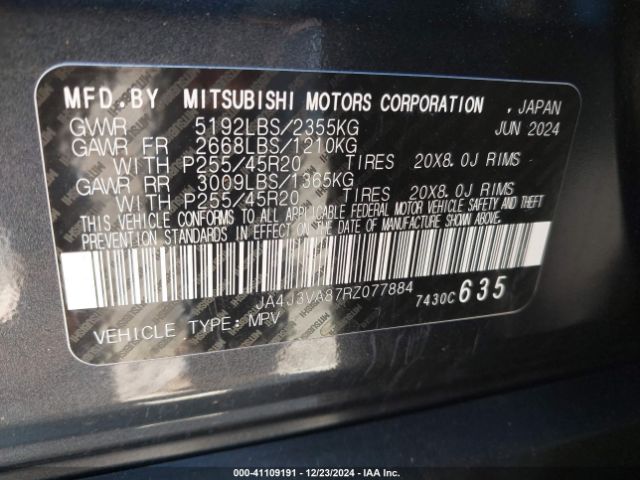 2024 MITSUBISHI OUTLANDER JA4J3VA87RZ077884 Photo 8