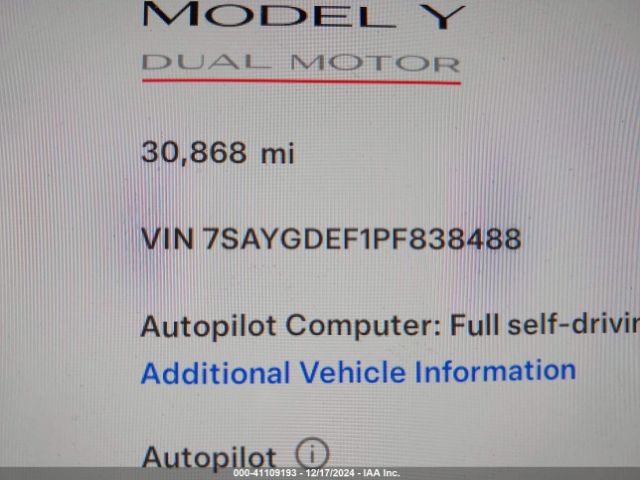 7SAYGDEF1PF838488 Tesla Model Y Performance Dual Motor All-wheel Drive
