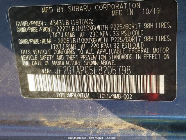 JF2GTAPC5L8205798 Subaru Crosstrek Premium
