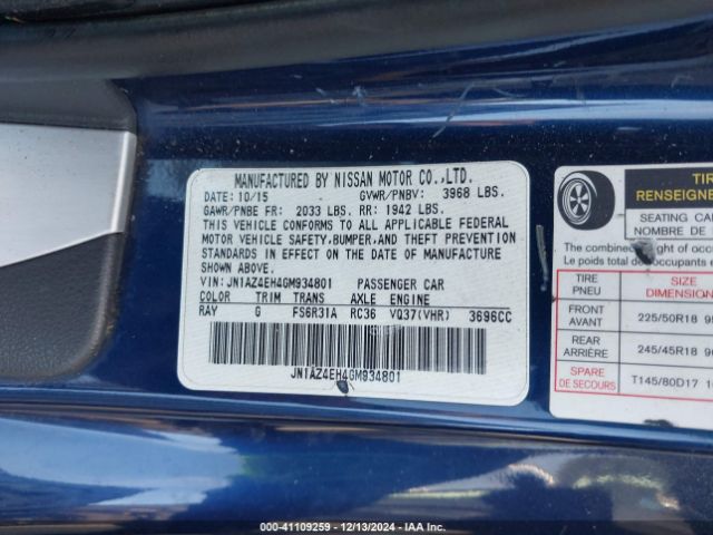 JN1AZ4EH4GM934801 Nissan 370Z