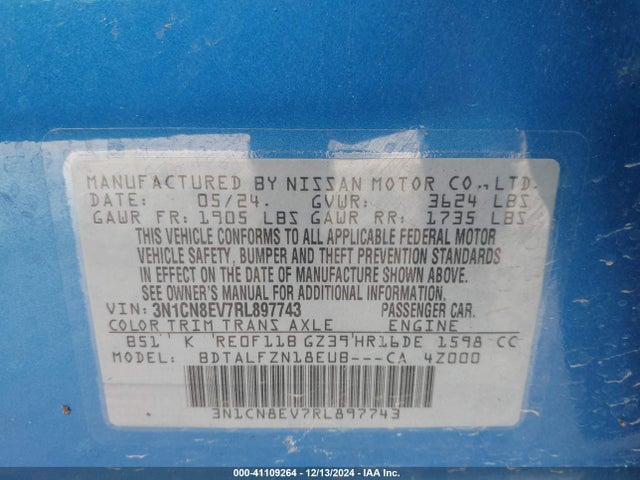 Nissan Versa 1.6 Sv 2024 3N1CN8EV7RL897743 Image 9