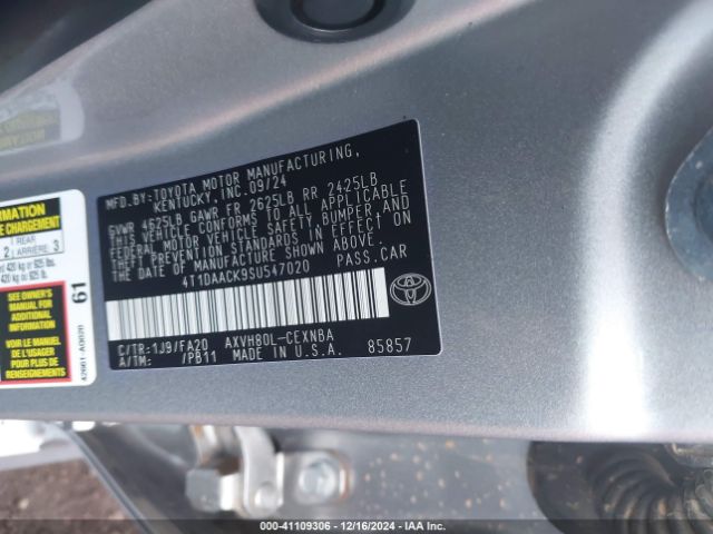 4T1DAACK9SU547020 Toyota CAMRY LE