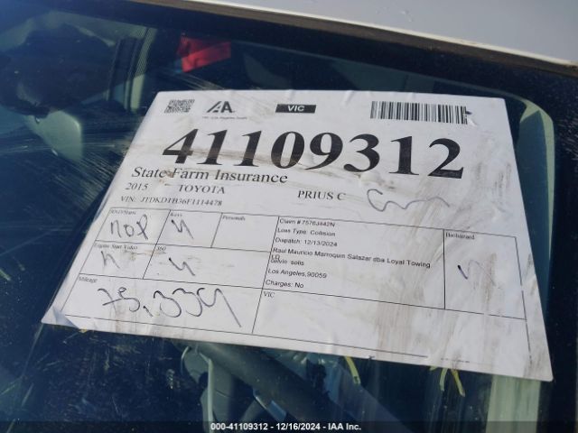 JTDKDTB36F1114478 Toyota Prius C Two