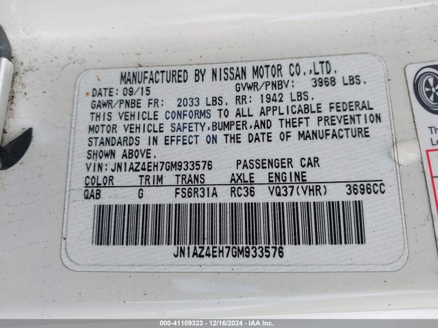 JN1AZ4EH7GM933576 Nissan 370z Sport