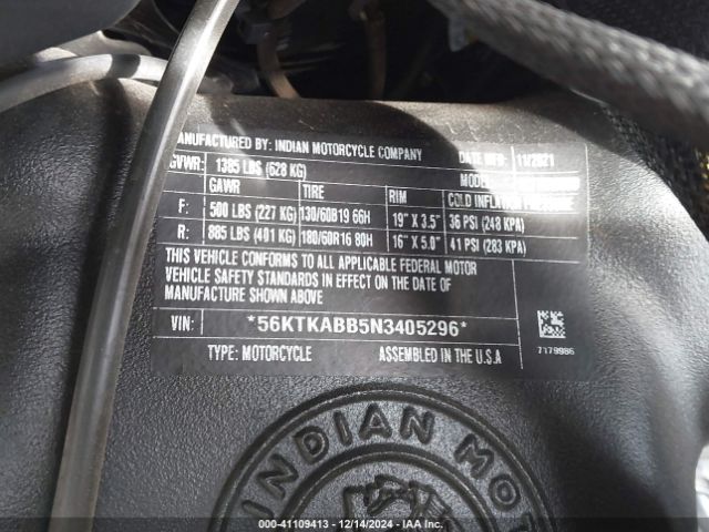 2022 INDIAN MOTORCYCLE CO. ROADMASTER 56KTKABB5N3405296 Photo 9