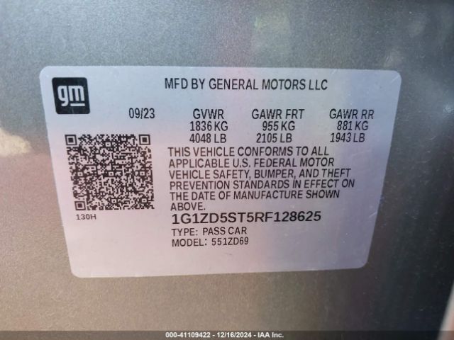 1G1ZD5ST5RF128625 Chevrolet Malibu Fwd 1lt