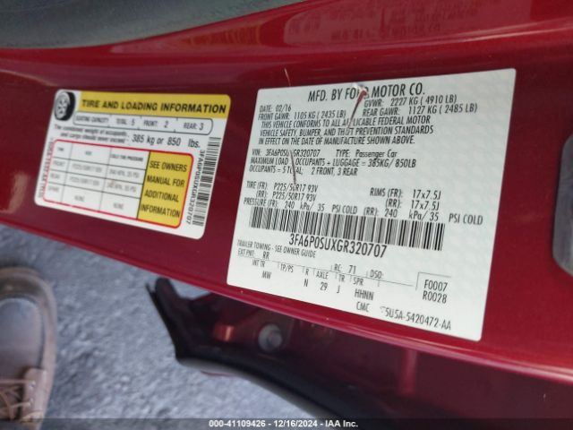 3FA6P0SUXGR320707 Ford Fusion Energi Titanium