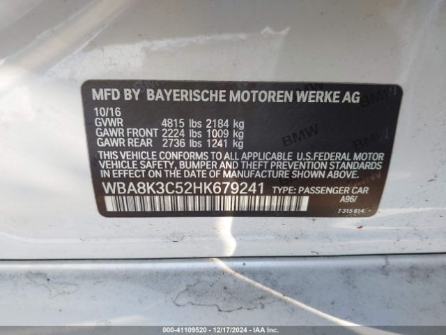 WBA8K3C52HK679241 BMW 330i Xdrive